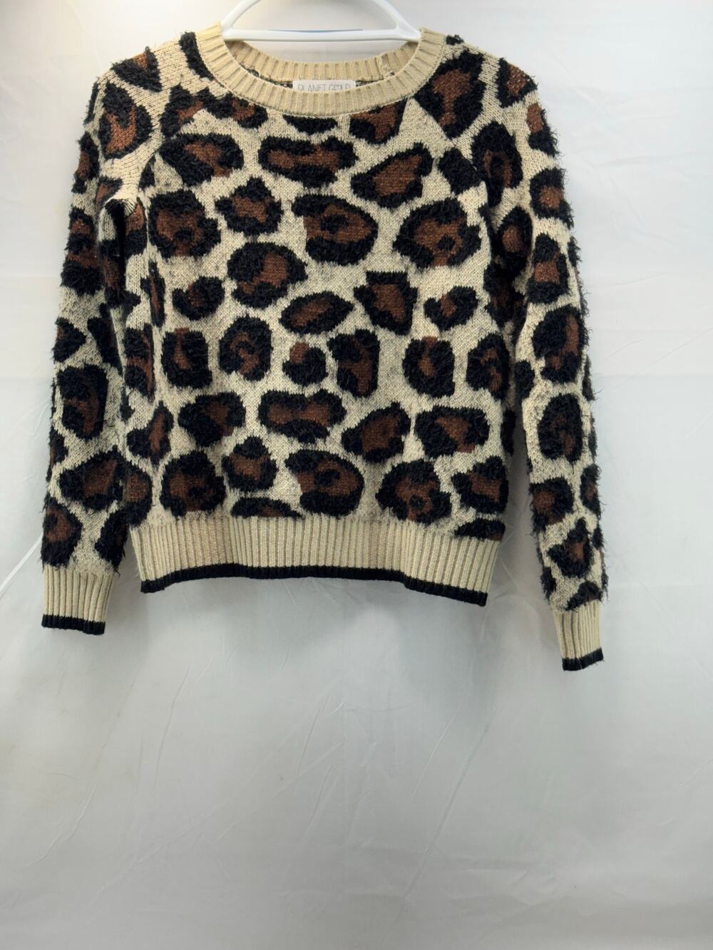 Planet Gold XS women’s shaggy leopard  cozy grung sweater